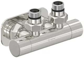 Вентиль, Сунержа, 2 х НР G 1/2" / 2 х НГ G 3/4", угловой, скрытый, EU50, цвет-сталь без покрытия