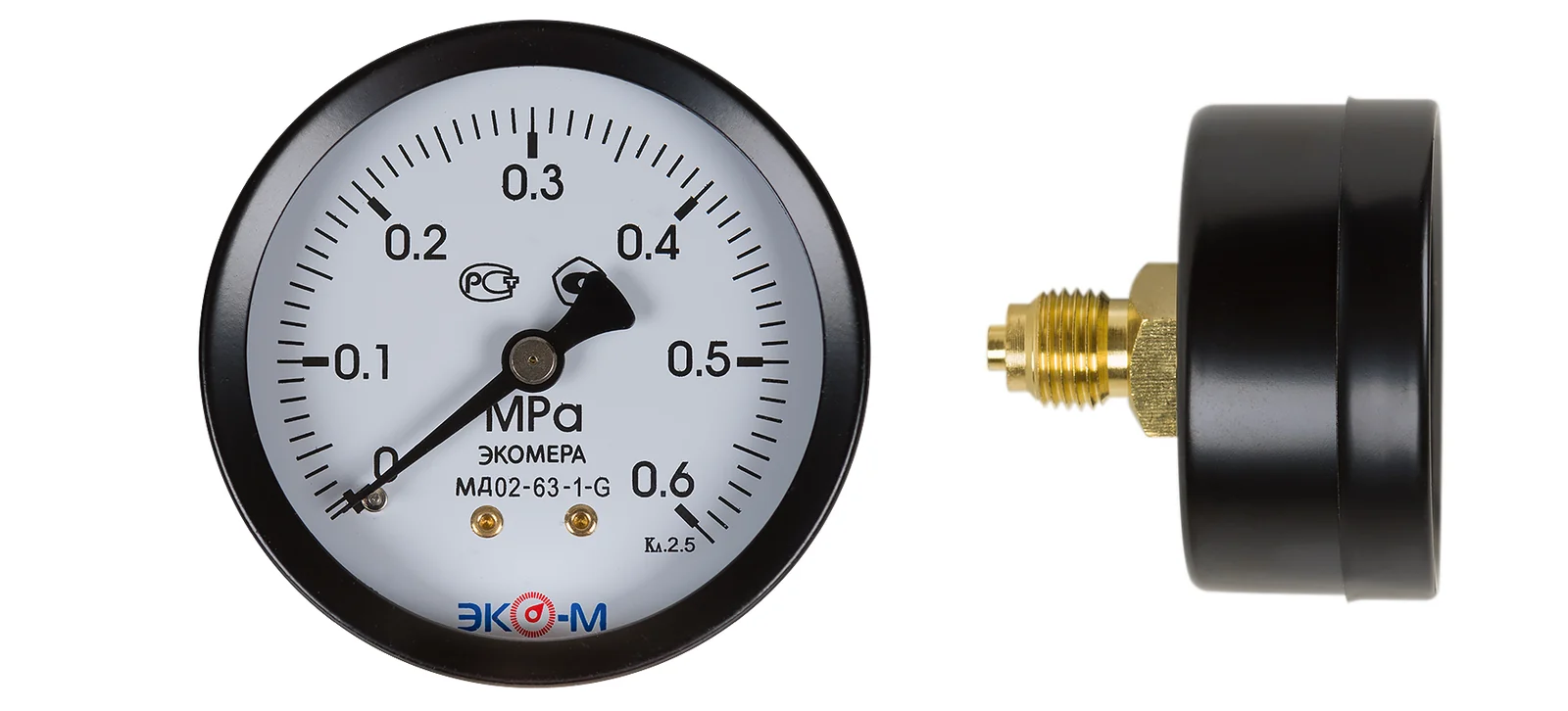 Манометр, Экомера, МД02-50мм 0..0,6МПа G1\4, осевой
