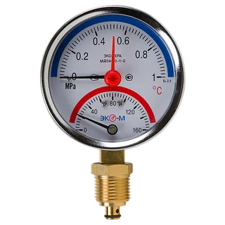 Термоманометр Экомера МД04-80мм, 0...1 МПа, 0...160°C, G 1/4 с переходником на G 1/2