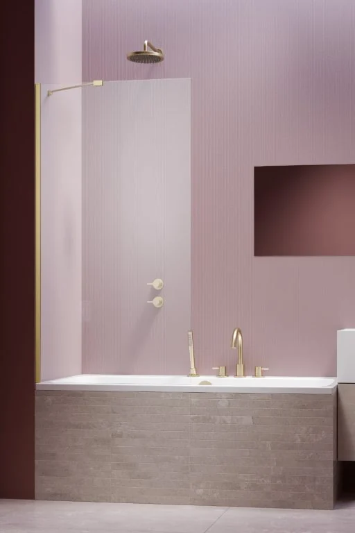 Шторка на ванну, Radaway, Idea Black PNJ 80, шв 800*1500, цвет фурнитуры-brushed light gold, цвет стекла-прозрачный, Easy Clean