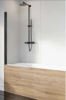 Шторка на ванну, Radaway, NES 6 PNJ I, шв 900*1500, петли-слева, цвет фурнитуры-черный, цвет стекла-прозрачный, Easy Clean