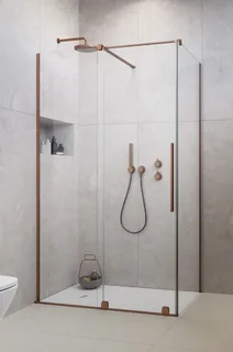 Дверь, Radaway, Furo KDJ, шв 522*2000, петли-слева, медь брашированная, цвет стекла-прозрачный, Easy Clean