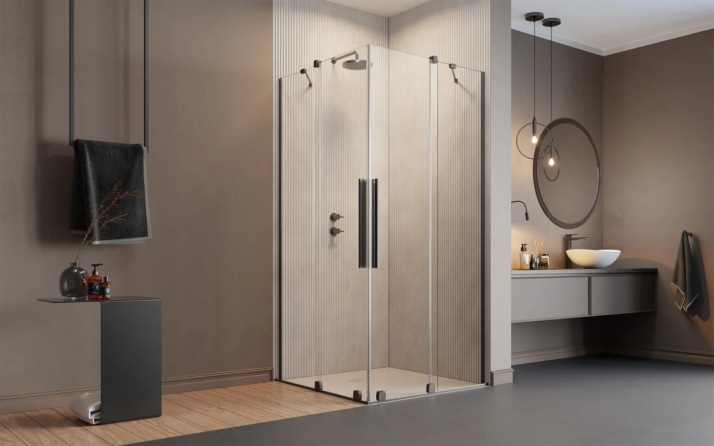 Дверь, Radaway, Furo KDD, шв 1200*2000, петли-справа, GunMetal Brushed, цвет стекла-прозрачный, Easy Clean
