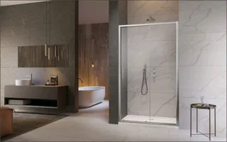 Дверь, Radaway, Premium Pro DWJ, шв 1400*2000, петли-справа, хром, цвет стекла-прозрачный, Easy Clean