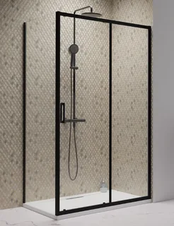 Дверь, Radaway, Premium Pro KDJ, шв 1300*2000, петли-справа, черный, цвет стекла-прозрачный, Easy Clean