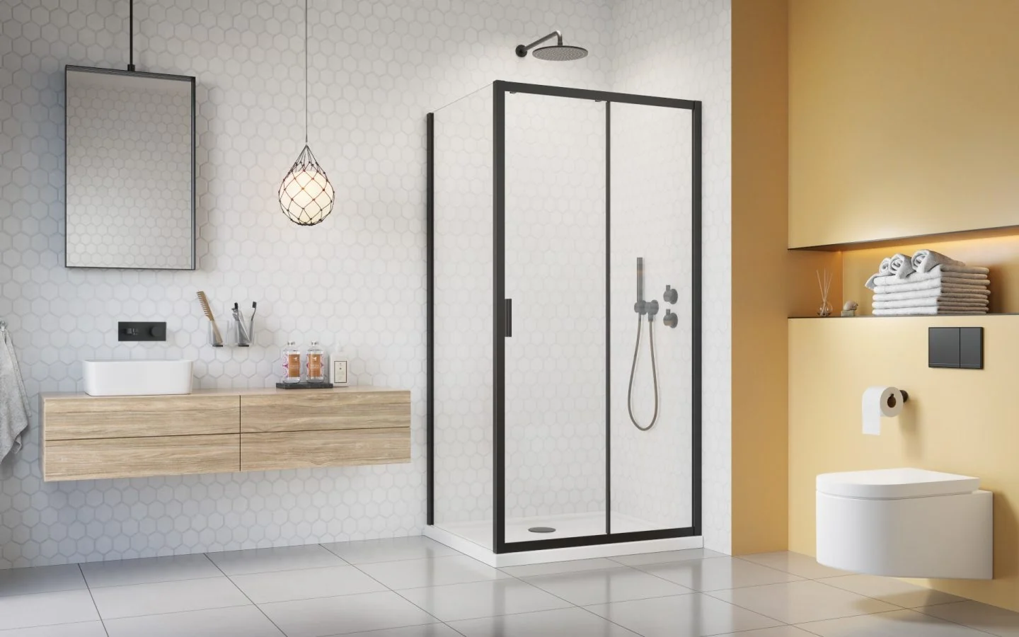 Боковая стенка, Radaway, Alienta DWJ+S, шв 800*1900, черный, цвет стекла-прозрачный, Easy Clean
