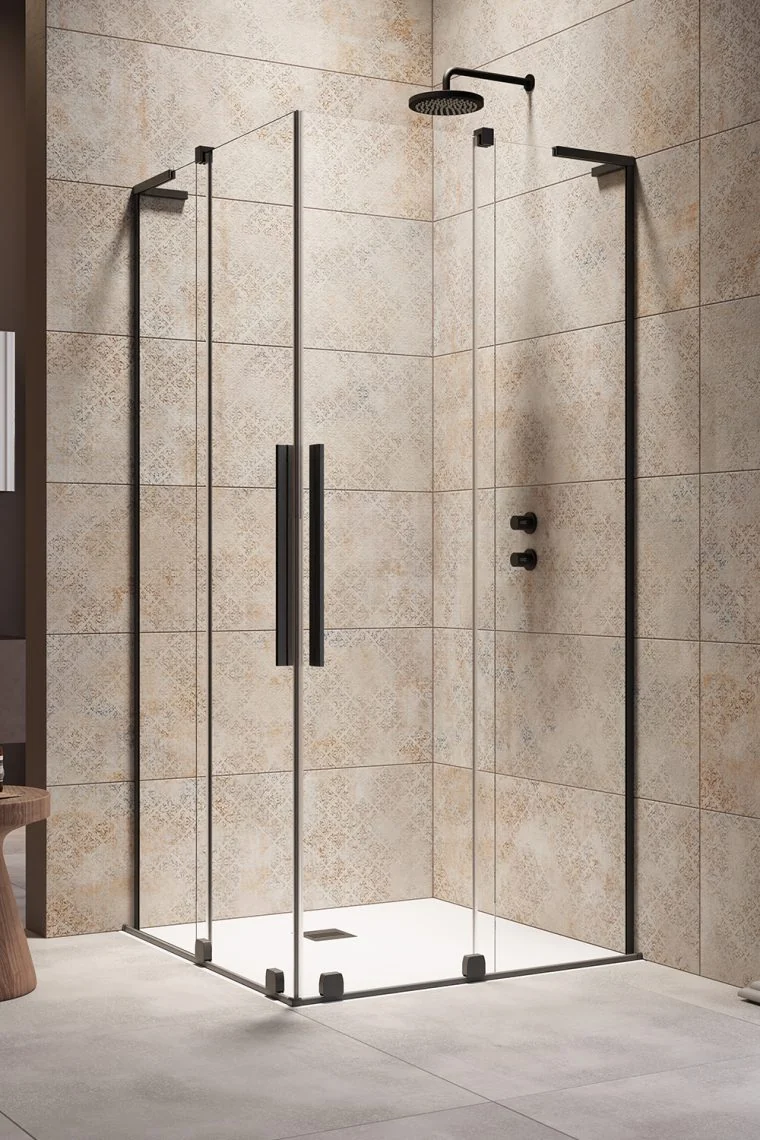 Дверь, Radaway, Furo SL, шв 900*2000, петли-слева, черный матовый, цвет стекла-прозрачный, Easy Clean