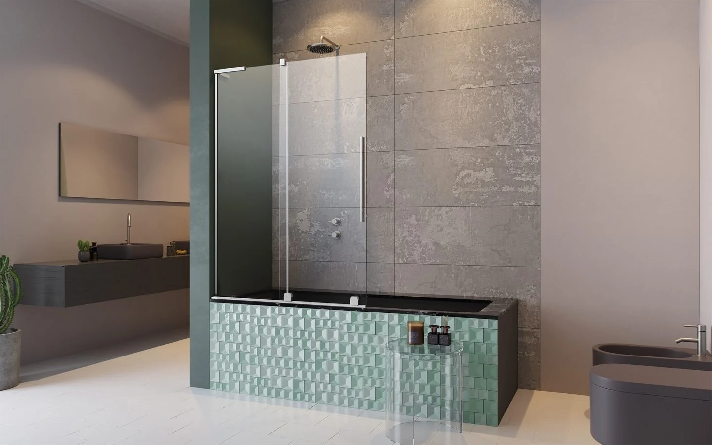 Шторка на ванну, Radaway, Furo SL PND II, шв 538*1500, петли-слева, цвет фурнитуры-хром, цвет стекла-прозрачный, Easy Clean