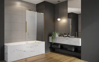 Шторка на ванну, Radaway, Furo SL PND II, шв 538*1500, петли-справа, цвет фурнитуры-золото, цвет стекла-прозрачный, Easy Clean