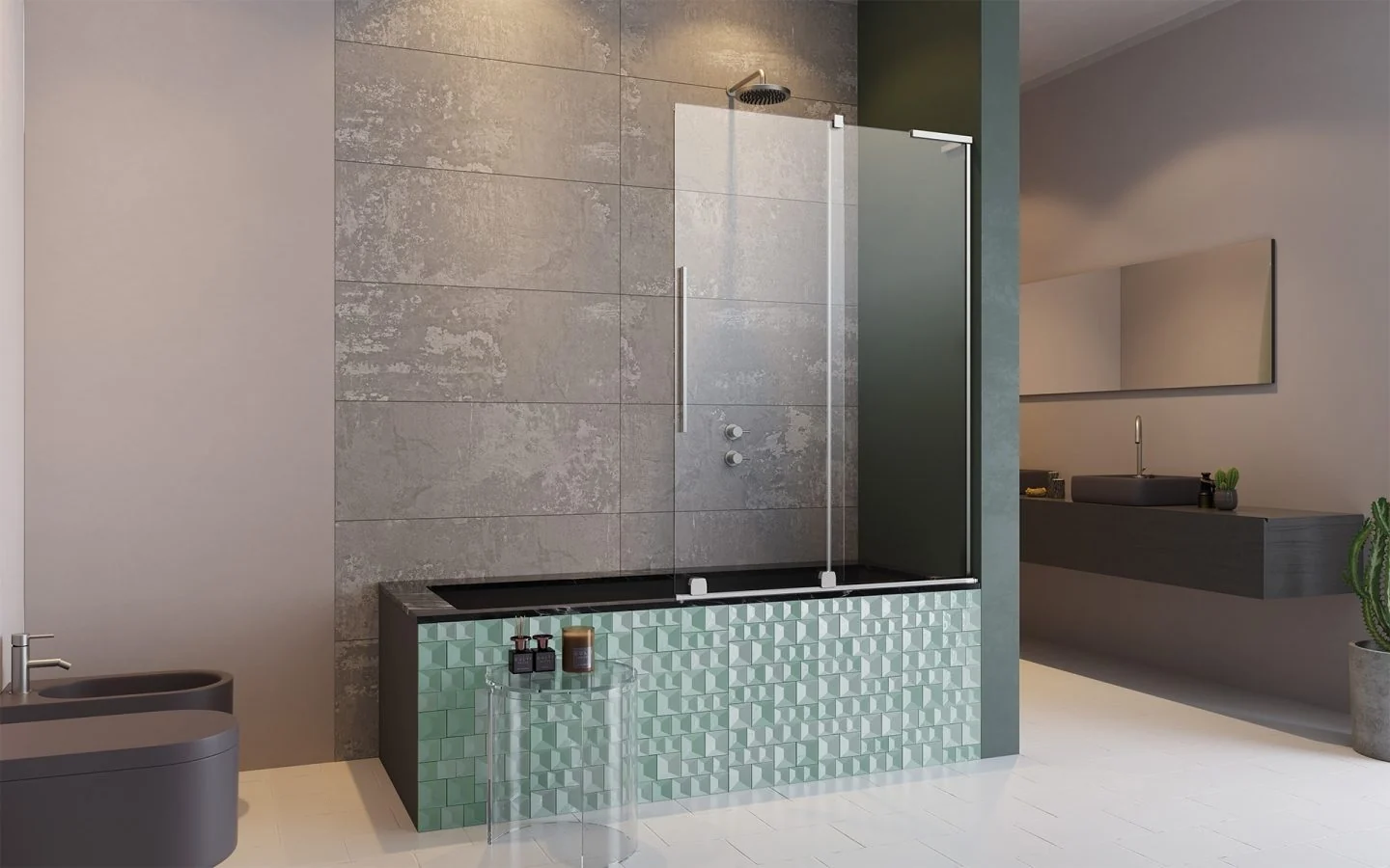Шторка на ванну, Radaway, Furo SL PND II, шв 588*1500, петли-справа, цвет фурнитуры-хром, цвет стекла-прозрачный, Easy Clean