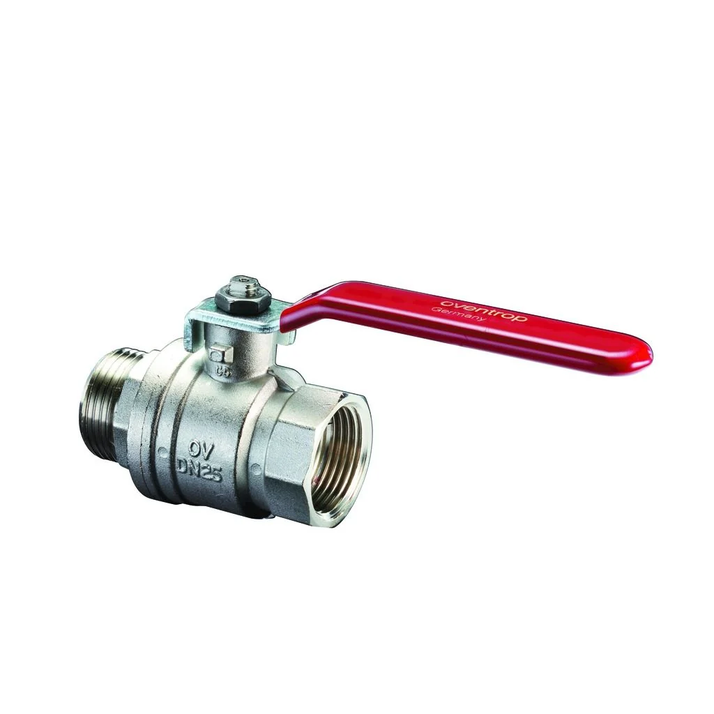 Кран шаровой, Optibal, DN-32, 1 1/4", НВ, PN, бар-16, ручка-рычаг из оцинкованной стали, никелированный