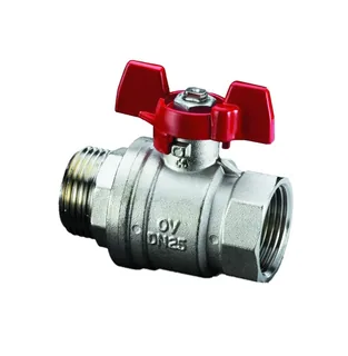 Кран шаровой, Optibal, DN-15, 1/2", НВ, PN, бар-16, ручка-бабочка, никелированный