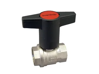 Кран шаровой, Optibal, DN-20, 3/4", ВВ, PN, бар-16, ручка-пластмассовая, удлинённая антрацит, никелированный