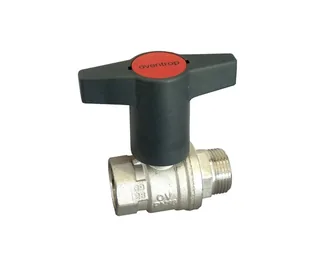 Кран шаровой, Optibal, DN-20, 3/4", НВ, PN, бар-16, ручка-пластмассовая, удлинённая антрацит, никелированный