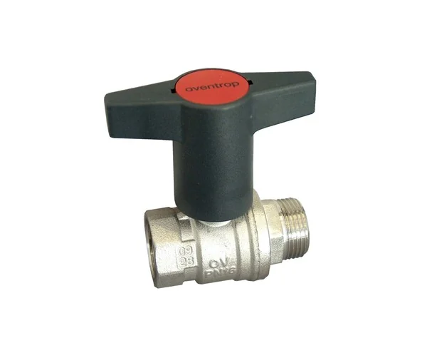 Кран шаровой, Optibal, DN-25, 1", НВ, PN, бар-16, ручка-пластмассовая, удлинённая антрацит, никелированный