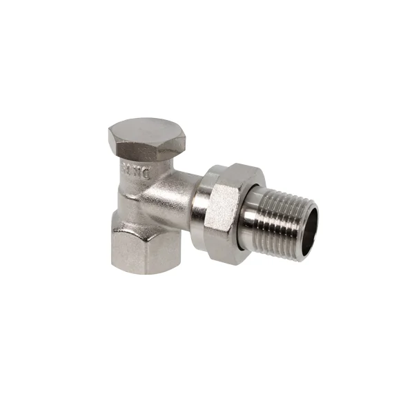 Вентиль, Oventrop, Combi 1R, на обратную подводку, угловой, DN-20, 3/4", 3/4", ВН, латунь никелированная, НГ со штуцером