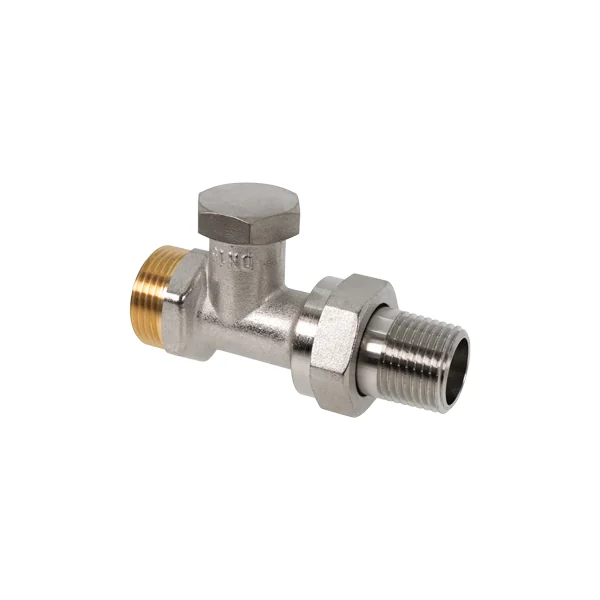 Вентиль, Oventrop, Combi 1R, на обратную подводку, прямой, DN-15, 3/4", 1/2", Н ЕК-Н, латунь никелированная, НГ со штуцером