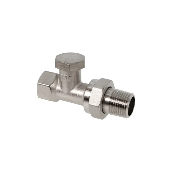 Вентиль, Oventrop, Combi 1R, на обратную подводку, прямой, DN-15, 1/2", 1/2", ВН, латунь никелированная, НГ со штуцером