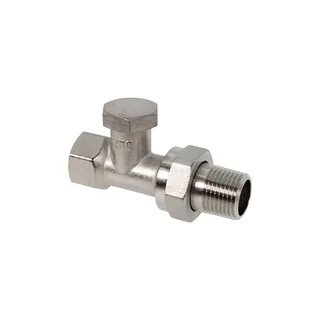 Вентиль, Oventrop, Combi 1R, на обратную подводку, прямой, DN-20, 3/4", 3/4", ВН, латунь никелированная, НГ со штуцером