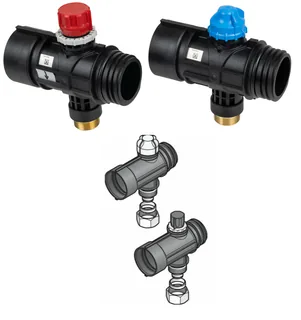 Сегмент промышленного коллектора, Usystems, Magna, с клапаном, 1 1/2", 2 выхода, размер отводов-3/4" НР Евроконус с адаптером для трубы 25x2,3 мм — иконка