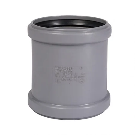 Муфта, Ostendorf, HT, HTMM, 160, двойная (двухраструбная), PP, цвет-RAL 7037 серая пыль