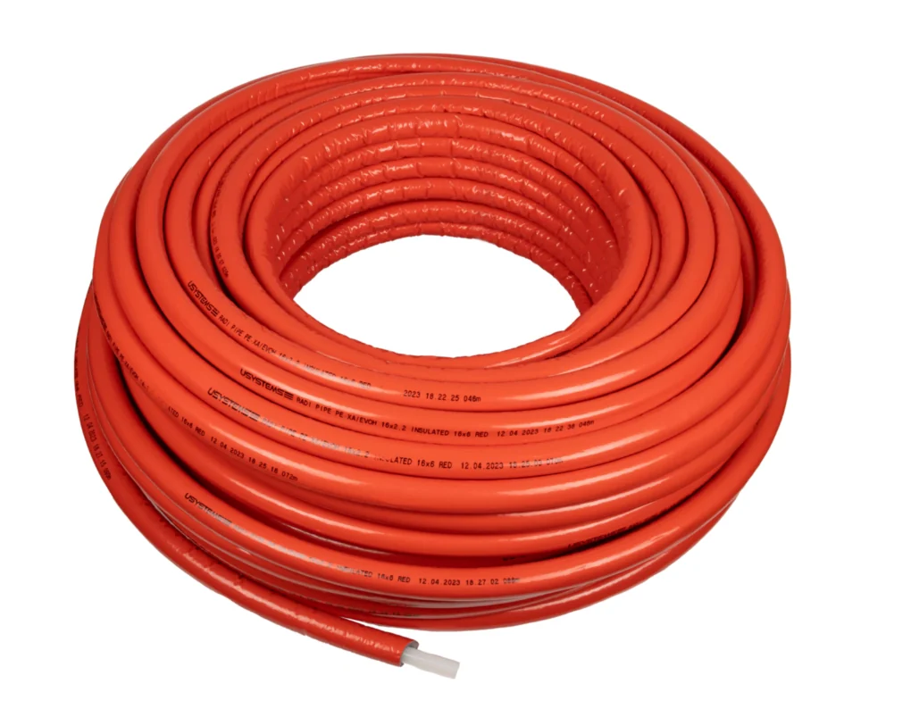 Труба, Usystems, Radi Pipe, 16x2,2/13, PN10, в теплоизоляции, цвет красный, бухта 50 м