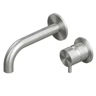 Смеситель для раковины, Quadro design, Source, настенный встраиваемый, цвет-Steel Brushed