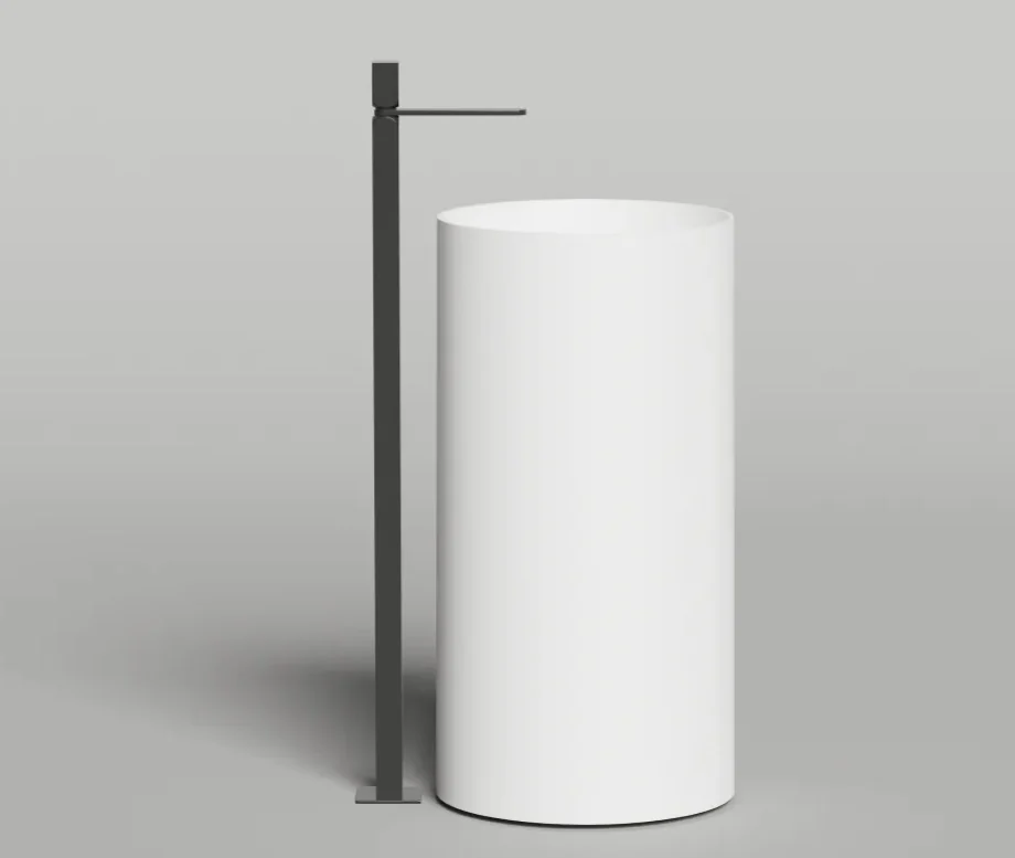 Раковина, Salini, Armonia Round, шгв 450*450*900, отверстия для смесителя-отсутствуют, цвет-белый матовый