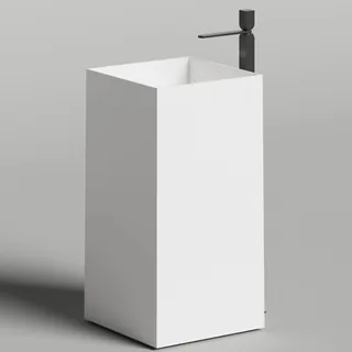 Раковина, Salini, Armonia Square, шгв 450*450*900, отверстия для смесителя-отсутствуют, цвет-белый матовый