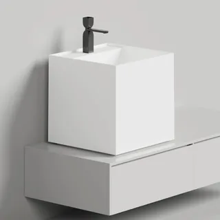 Раковина, Salini, Armonia Square Top, шгв 450*450*450, отверстия для смесителя-1, цвет-белый матовый