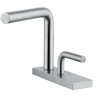 Смеситель для раковины, Quadro design, Levo, на раковину/столешницу, цвет-Steel Brushed