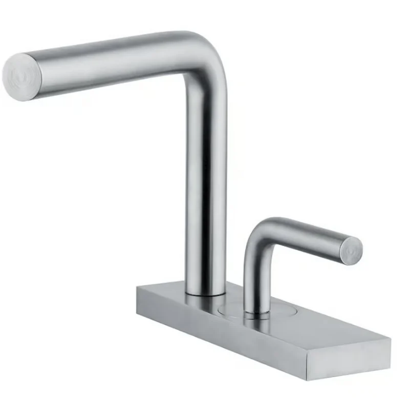 Смеситель для раковины, Quadro design, Levo, на раковину/столешницу, цвет-Steel Brushed