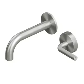 Смеситель для раковины, Quadro design, Levo, настенный встраиваемый, цвет-Steel Brushed