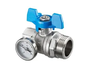 Шаровой кран Ду25 с плоским уплотнением, G1BP x G1HP, с синей рукояткой — иконка