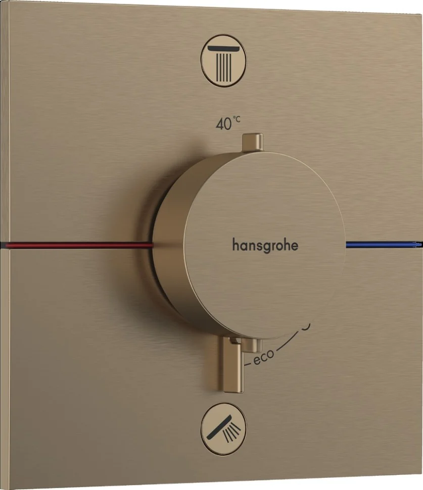 Смеситель термостатический, Hansgrohe, ShowerSelect Comfort E на 2 потребителя, цвет-бронза шлифованная