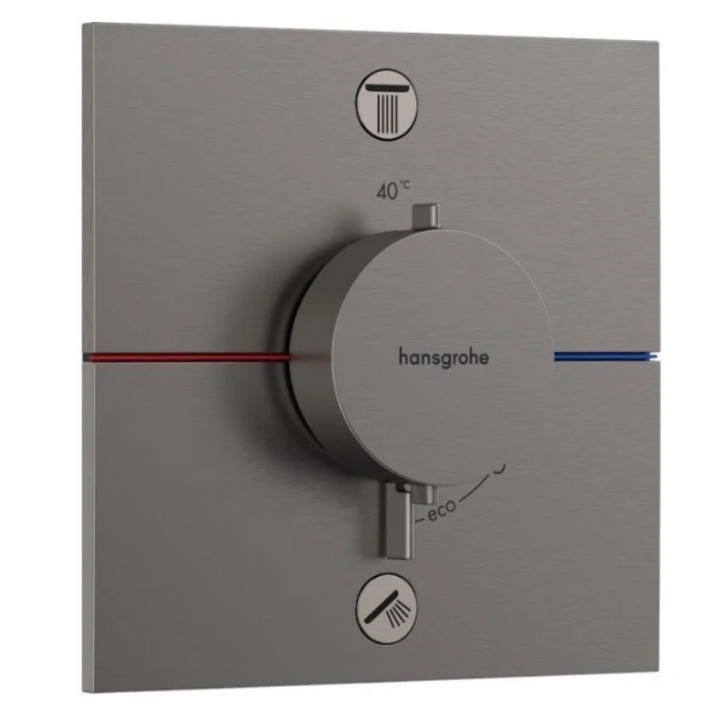 Смеситель термостатический, Hansgrohe, ShowerSelect Comfort E на 2 потребителя, цвет-хром черный шлифованный