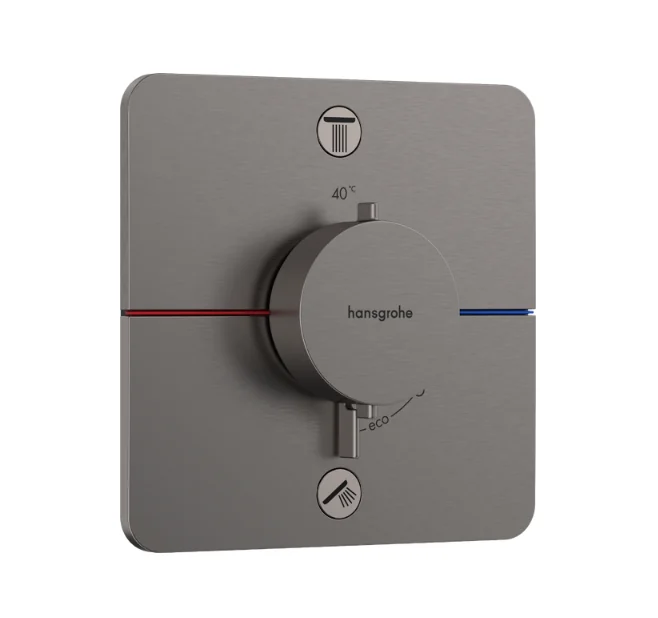 Смеситель для душа, Hansgrohe, ShowerSelect Comfort Q, на 2 потребителя, настенный встраиваемый, цвет-шлифованный черный хром
