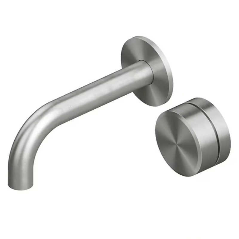 Смеситель для раковины, Quadro design, Stereo, цвет-Steel Brushed