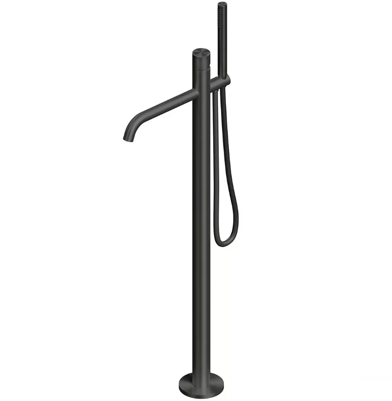 Смеситель для ванны и душа, Quadro design, Stereo, напольный, цвет-Black gold PVD