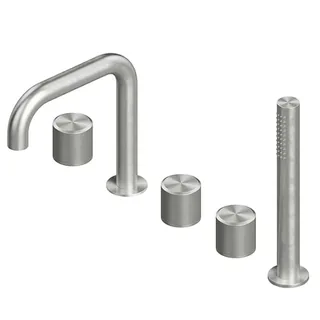 Смеситель для ванны и душа, Quadro design, Stereo, на борт ванны, цвет-Steel Brushed