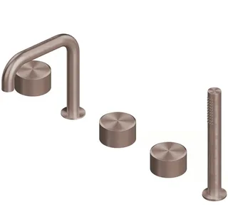 Смеситель для ванны и душа, Quadro design, Stereo, на борт ванны, цвет-Pink Gold PVD