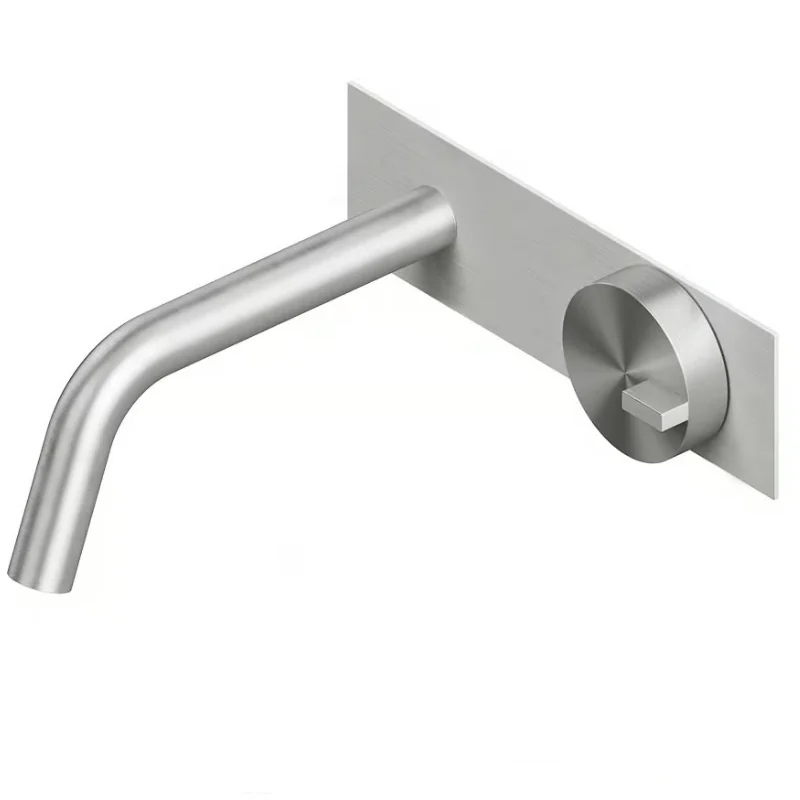 Смеситель для раковины, Quadro design, Q, настенный встраиваемый, цвет-Steel Brushed