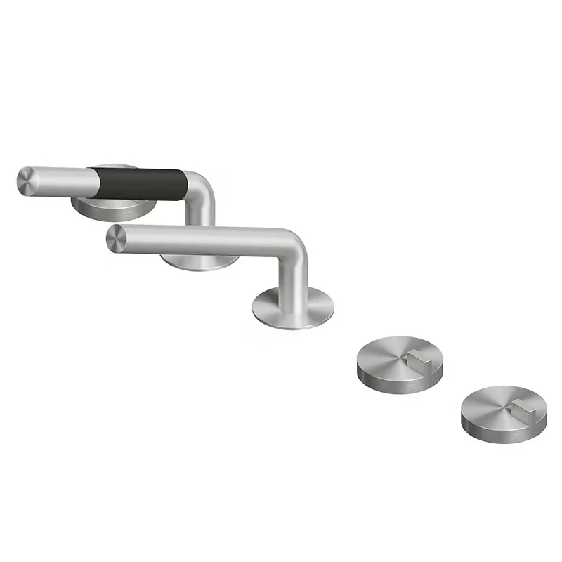 Смеситель для ванны и душа, Quadro design, Q, на борт ванны, на 2 потребителя, цвет-Steel Brushed