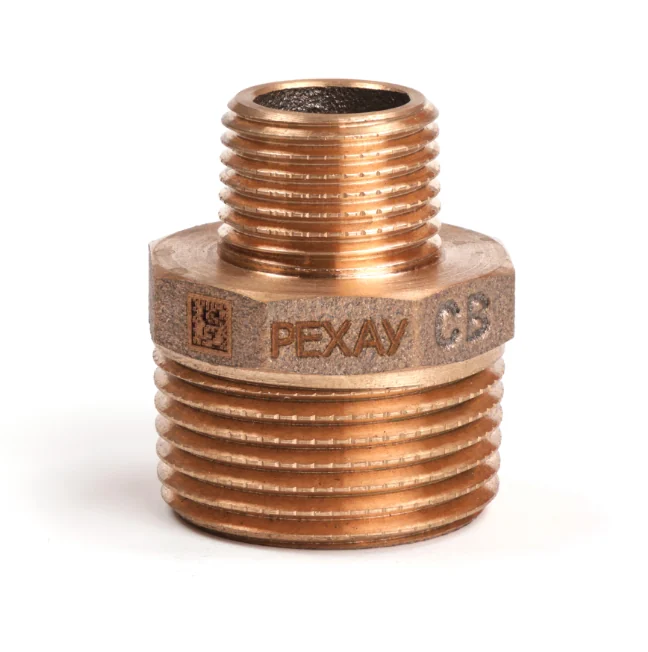 Ниппель резьбовой, РЕХАУ, AURLINE, 1", 1/2", НН, редукционный, красная бронза RX+