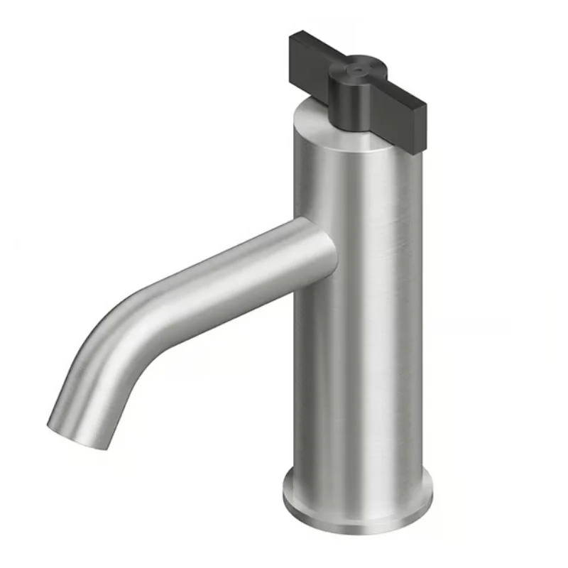 Смеситель для раковины, Quadro design, Valvola01, на раковину/столешницу, цвет-Steel Brushed/Black gold