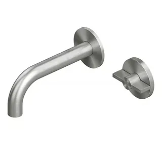 Смеситель для раковины, Quadro design, Valvola01, настенный встраиваемый, цвет-Steel Brushed,