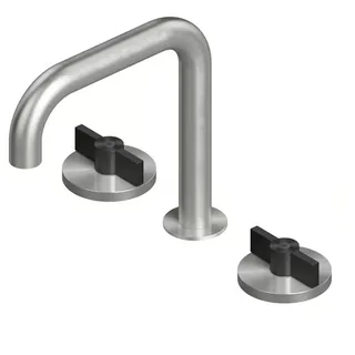 Смеситель для раковины, Quadro design, Valvola01, на раковину/столешницу, цвет-Steel Brushed/Black gold