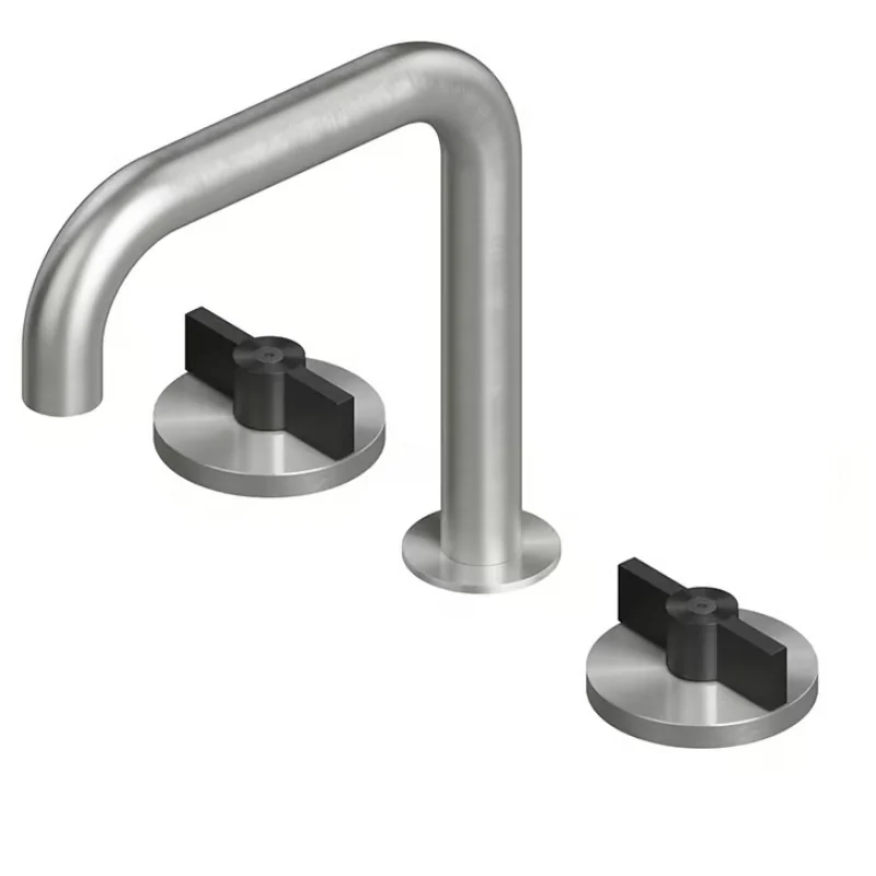 Смеситель для раковины, Quadro design, Valvola01, на раковину/столешницу, цвет-Steel Brushed/Black gold