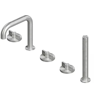 Смеситель для ванны и душа, Quadro design, Valvola01, на борт ванны, цвет-Steel Brushed