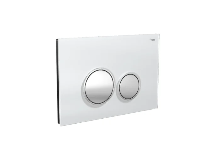 Панель смыва, РЕХАУ, NOVA ORB GLASS, для унитаза, шгв 248.5*14.4*168.5, с круглыми клавишами, стекло, цвет-белый/хром глянцевый